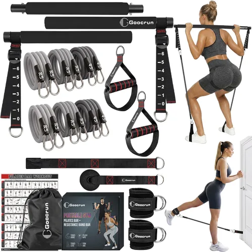 Miniatura 11 de Goocrun Kit de Barra de Pilates Portátil con Bandas de Resistencia para Hombres y Mujeres - 3 Juegos de Bandas de Resistencia para Ejercicio