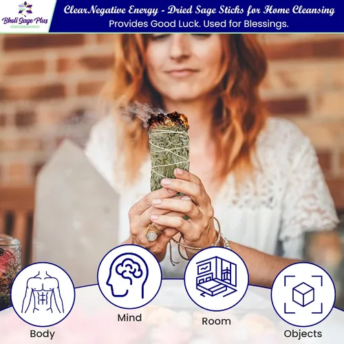 Miniatura 5 de Kit de inicio de salvia de Bholi Sage Plus para la limpieza de energía negativa. Paquete variado de 4 que incluye salvia blanca, negra, azul y roja