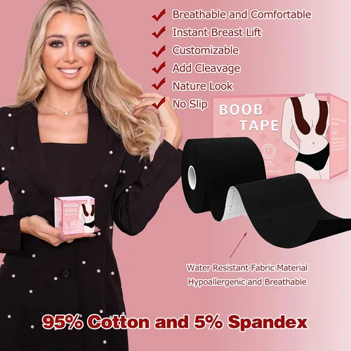 Miniatura 18 de Cinta Bob para levantamiento de senos, Boobytape para levantamiento de senos de tamaño grande, cinta de pecho de 3 pulgadas para rollo de senos