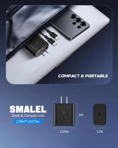 Miniatura 6 de Cargador de teléfono Android de carga súper rápida USB C de 45 W, paquete de 2 con cables duales de 6 pies, compatible con Samsung Galaxy