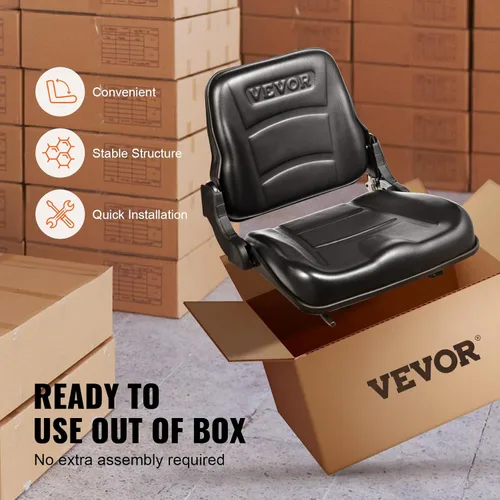 Miniatura 6 de VEVOR Asiento universal de carretilla elevadora, asiento de tractor plegable con respaldo de ángulo ajustable y micro interruptor, 6.3-13.4