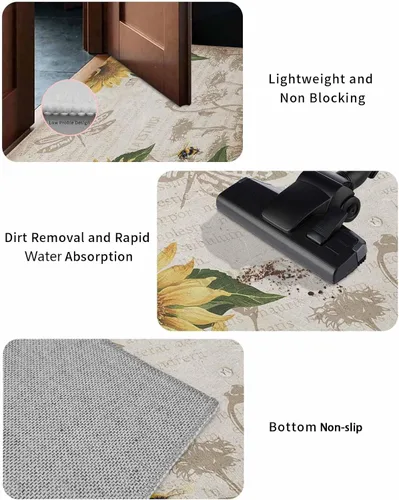 Miniatura 3 de Tapete para puerta delantera, antideslizante, absorbente, para entrada, para interiores y exteriores, alfombras pequeñas para interiores