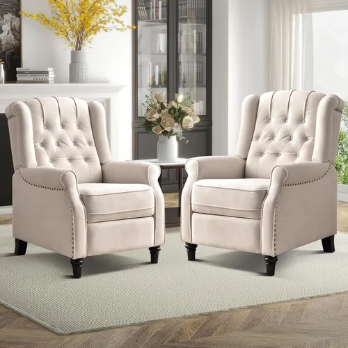 Miniatura 7 de EBELLO Silla reclinable con respaldo, sillón de tela con respaldo y decoración de remaches, sillón acentuado de estilo mitad de siglo con respaldo