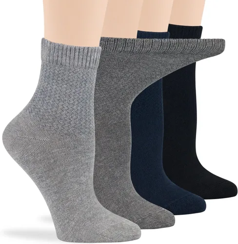 Miniatura 80 de 7BIGSTARS KINGDOM Women's Cotton Quarter Non-Binding Diabetic Fashion Socks-L-M-4 Pack-Multicolor