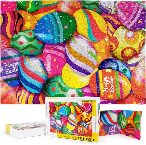 Rompecabezas de Pascua con póster de referencia 1:1, rompecabezas festivos para adultos y niños - 500 piezas, juegos educativos con huevos para