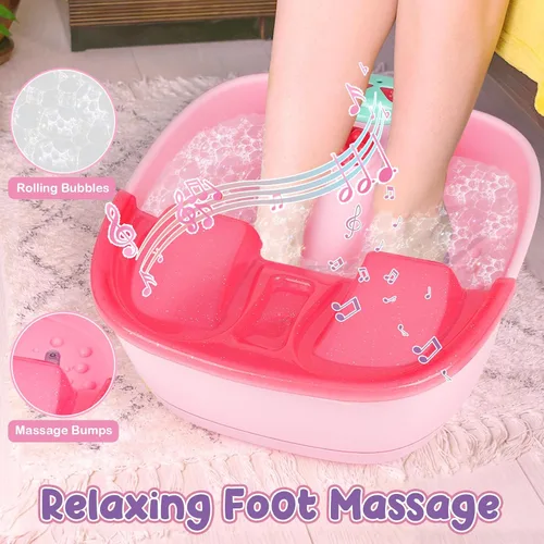 Miniatura 3 de Kit de spa de pies y uñas para niños, kit de día de spa para niñas con máscara de baño de pies y secador de uñas, kit de juguetes de manicura