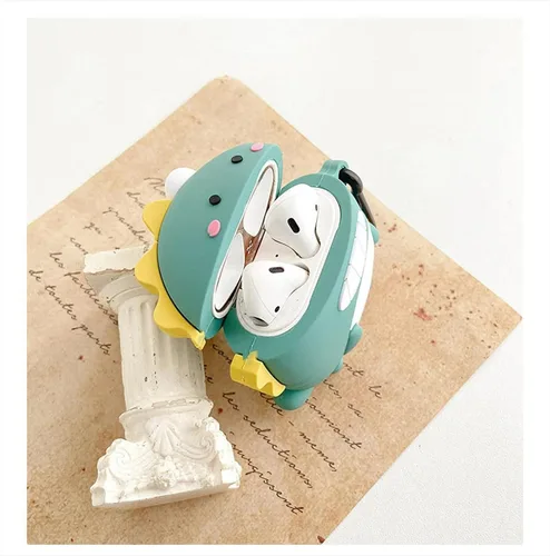 Miniatura 7 de Bonita funda de dinosaurio para Airpod Pro/Pro 2 Gen 2023/2022/2019, divertida funda Kawaii de dibujos animados 3D con kit de limpieza y llavero