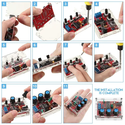 Miniatura 6 de Kit generador de señal, XR2206, generador de señal de función precisa, módulo de frecuencia, kit de bricolaje, triángulo sinusoidal, salida