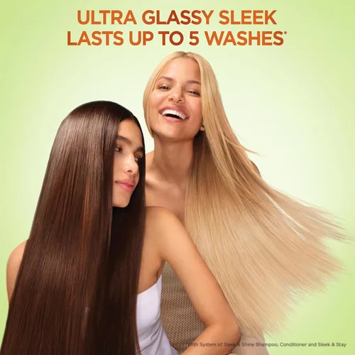 Miniatura 9 de Garnier Fructis Sleek & Shine Champú, Acondicionador + Juego de Acondicionador Sin Enjuague para Cabello Encrespado y Seco, Queratina Vegetal +