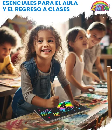 Miniatura 4 de ZMLM Papel para Rascar Arte-Manualidades Regalo: Paquete de 2 Cuadernos Arcoíris Suministros Juguetes Rellenos para Cesta de Pascua para Niñas