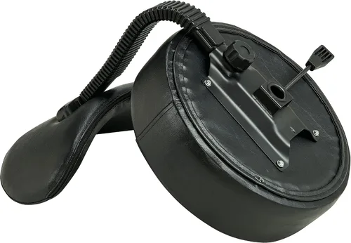 Miniatura 8 de Silla redonda con respaldo, acolchado grueso y resistente, taburete giratorio con ruedas, taburete ajustable con ruedas (con respaldo, negro)
