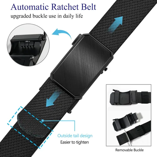 Miniatura 3 de LionVII Cinturón elástico de trinquete para hombre, cinturón elástico para trabajo con hebilla automática para hombres, ajustable para adaptarse a