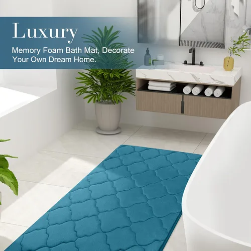 Miniatura 6 de OLANLY Alfombra de baño de espuma viscoelástica de 47 x 24 pulgadas, ultra suave y absorbente, antideslizante, cómoda, lavable a máquina, para suelo