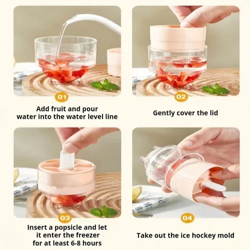 Miniatura 5 de Paquete de 4 moldes de paletas para paletas para niños, juego de moldes de silicona para hacer paletas de helados, moldes de bricolaje para helados