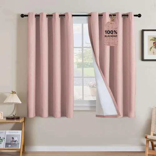 Miniatura 242 de H.VERSAILTEX Cortinas opacas de lino de 72 pulgadas de largo, 100% absolutamente opacas, con aislamiento térmico, con textura de lino, cortinas
