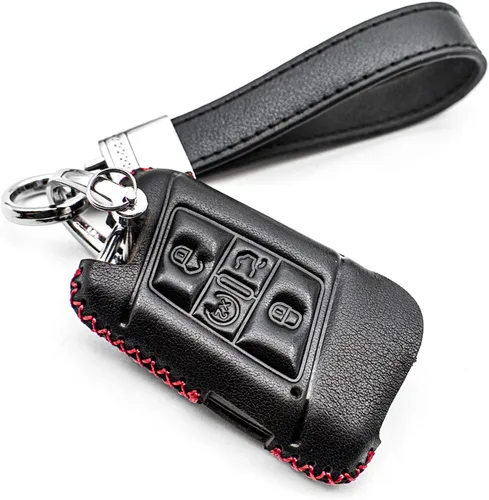 Compatible con VW Volkswagen Tiguan Atlas Jetta Passat Golf Alltrack Taos Arteon Cross Sport. Funda para llavero de cuero genuino Smart Key Fob,