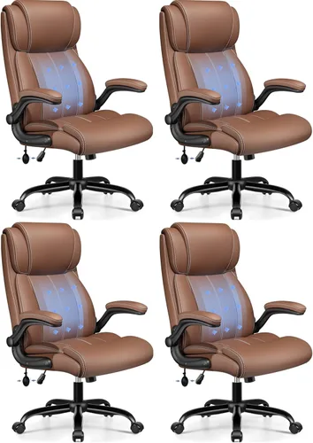 Miniatura 9 de BESTFAIR Silla de Oficina Ergonómica - Silla de Escritorio para Computadora, Sillas Ejecutivas de Cuero con Respaldo Alto, Soporte Lumbar Ajustable