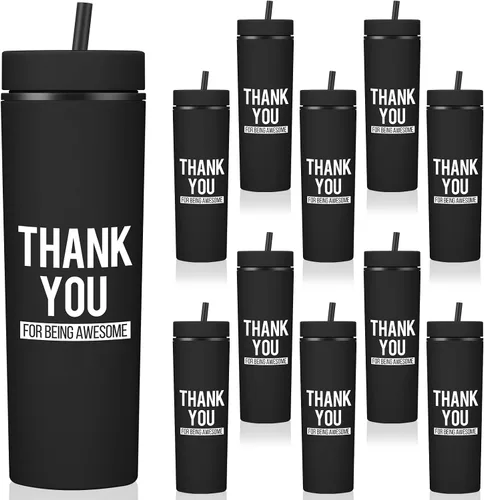 Miniatura 8 de Rtteri 10 tazas de agradecimiento de la semana de la CNA, regalos a granel de agradecimiento a los empleados, vasos delgados de plástico Negro