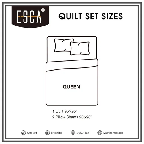 Miniatura 6 de ESCA Juego de colcha abstracta gris oscuro, tamaño Queen, 3 piezas, edredón de mármol negro