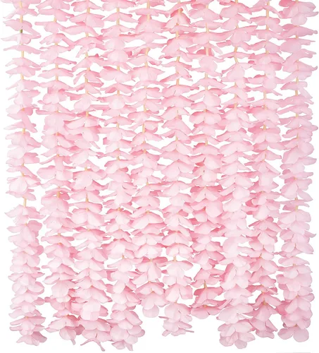 GPARK Paquete de 10 flores artificiales colgantes de glicina de 6.5 pies / 78 pulgadas, guirnalda de hojas de vid de seda para el hogar, boda, Rosa