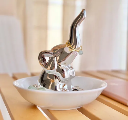 Miniatura 3 de PUDDING CABIN regalo con elefante para mujer plato con elefante para anillos organizador de aretes decoración con elefante para mujeres niñas amigas