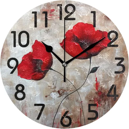 Miniatura 30 de Reloj de pared redondo retro de otoño con dos gnomos y calabaza de 10 pulgadas, funciona con pilas, reloj de escritorio analógico silencioso sin