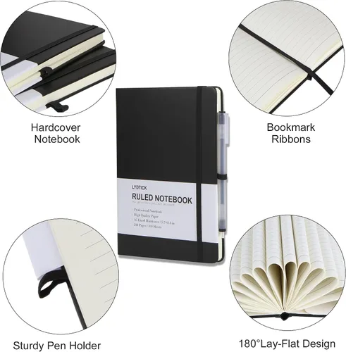 Miniatura 3 de Paquete de 20 Diarios para Escritura, Cuadernos con Rayas Universitarias a Granel, Cuadernos de Tapa Dura (200 Páginas) para Toma de Notas, Diarios