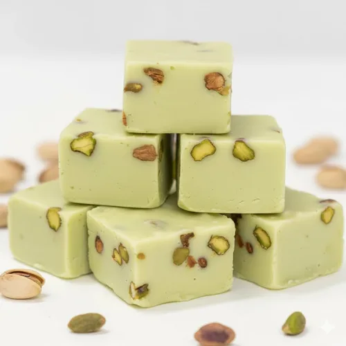 Valley Fudge, pistacho, dulce de azúcar artesanal fresco, mantequilla real, caramelo gourmet, paquete de una libra