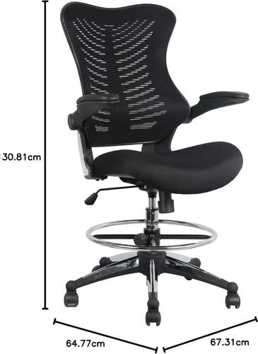 Miniatura 3 de Silla ergonómica de 300 libras para dibujar, silla de oficina alta, silla de escritorio para estar de pie, con reposabrazos abatibles, asiento