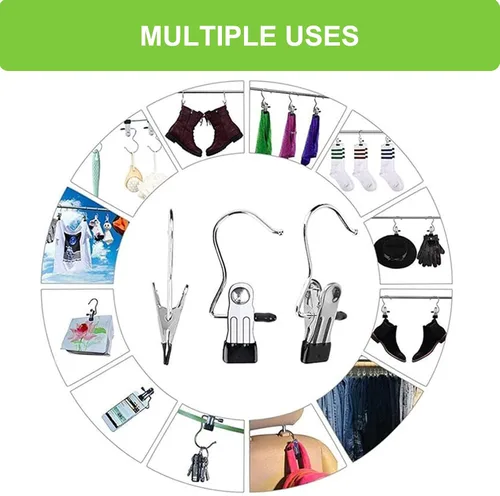 Miniatura 7 de Ganchos para ropa sucia, clips para colgar, alfileres de ropa, organizador de abrazaderas para calcetines, clips para toallas, pinzas de ropa Negro