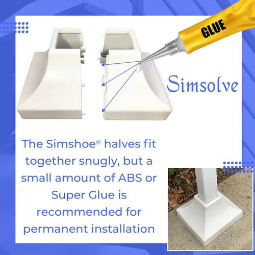 Miniatura 8 de Base de poste de cubierta – Durable, base de zapato que se ensambla instantáneamente transforma los pies de barandillas de mano y escalera – Blanco
