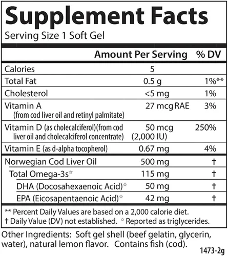 Miniatura 4 de Carlson - Gemas solares D, suplemento de vitamina D3 y Omega-3, 2000 UI (50 mcg) de vitamina D3, 115 mg de Omega-3 EPA y DHA Suplemento, capturado