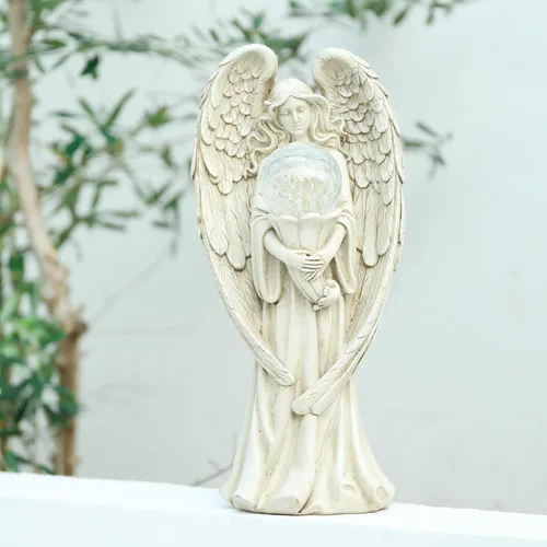Miniatura 11 de Estatua de ángel para jardín, estatuas solares de jardín de 16.3 pulgadas con luces solares, figuras de ángel, regalos de jardinería para madre
