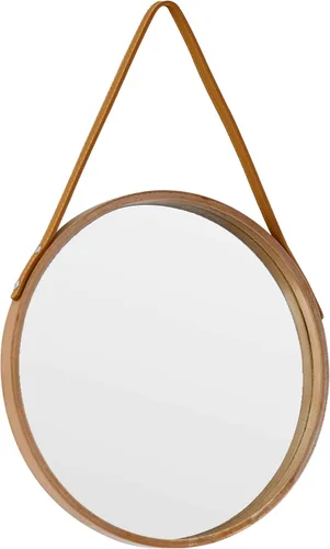 Miniatura 9 de Espejo colgante redondo negro de 11.8 pulgadas, espejo de granja con cuerda de cuero para colgar en el baño, dormitorio, sala de estar, entrada