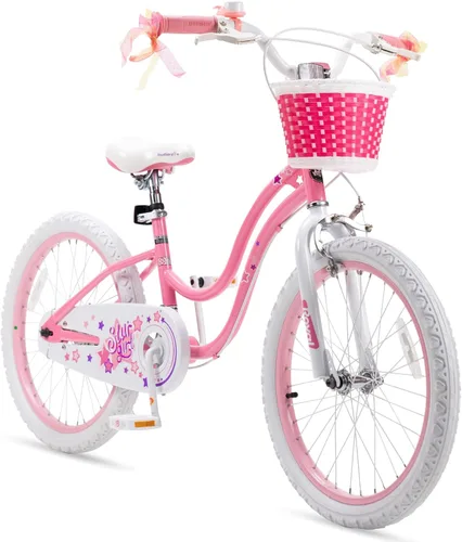 Miniatura 16 de Royalbaby Stargirl Bicicleta infantil de aventura al aire libre con soporte, asiento ajustable y cesta, 18 pulgadas, rosa [3] Rojo coral