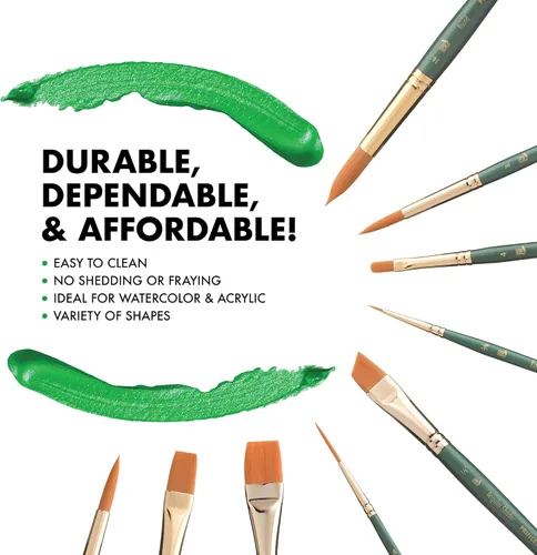 Miniatura 4 de Princeton Artist Brush Co. Lauren Series 4350 - Ventilador de mango corto tamaño 4 - Pincel sintético dorado individual para acuarela y pintura