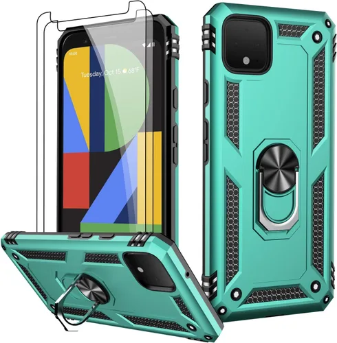 Miniatura 42 de LUMARKE Funda para Google Pixel 5 con protector de pantalla, pasa 16 pies, probada en caídas, grado militar, con soporte de anillo magnético, Rojo