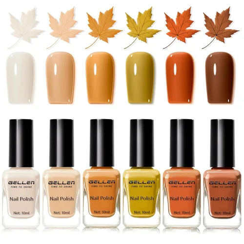 Miniatura 31 de GELLEN Juego de Esmalte de Uñas en 4 Colores Negro, Blanco, Gris & Base y Capa Superior, Esmalte de Uñas de Tendencia Otoño/Invierno Negro, Blanco