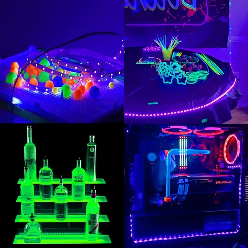 Miniatura 6 de Tira de luz negra USB, 6.6 pies, 10 W, luces LED UV, 395-400 nm, CC 5 V, 120 cuentas de lámpara, brillan en la oscuridad para Halloween, cumpleaños