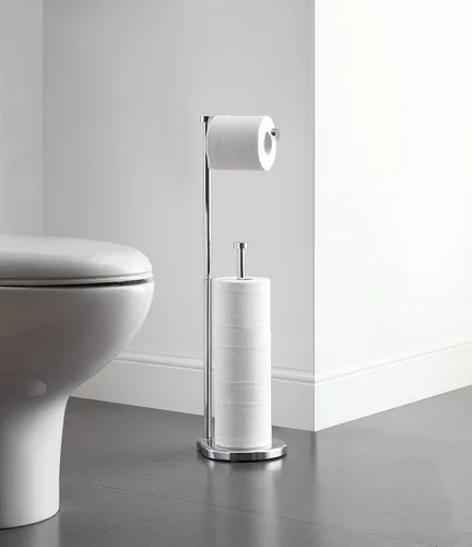 Miniatura 2 de SunnyPoint Soporte de papel higiénico de baño independiente con reserva, el área de reserva tiene suficiente espacio para rollo jumbo (cromado)