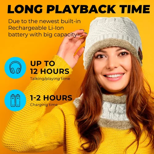 Miniatura 2 de Gorro inalámbrico Bluetooth con bufanda Gorro para auriculares Gorro inalámbrico con Bluetooth