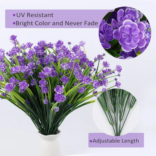Miniatura 3 de RECUTMS Plantas colgantes artificiales, flores sintéticas resistentes a los rayos UV, vegetación de plástico a granel para dormitorio, al aire