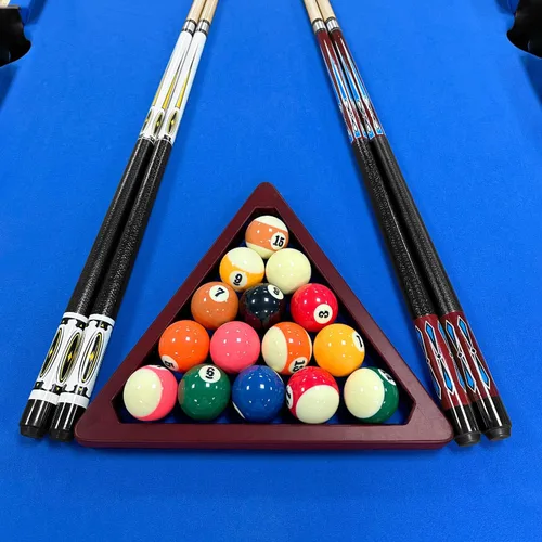 Miniatura 7 de Juego de 2 palos de billar de 58 pulgadas, 2 piezas de palo de billar de arce Rojo