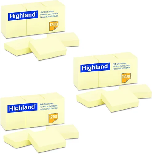 Highland 6539YW - Notas autoadhesivas, 1 1/2 x 2, color amarillo, 100 hojas (paquete de 36)