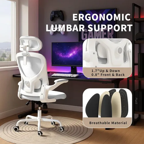 Miniatura 3 de NicBex Silla ergonómica para juegos de oficina con soporte lumbar ajustable, silla de computadora de malla transpirable para mujeres y hombres