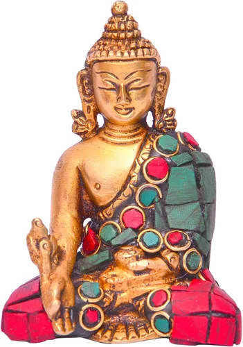 Miniatura 4 de Purpledip Ídolo de resina Lord Buda: Estatua para decoración de meditación (11027A)