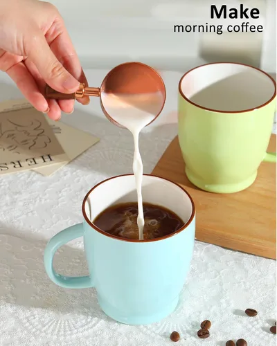 Miniatura 7 de Taza de café verde, taza de café de 16.5 onzas, apta para lavavajillas, taza de té de cerámica con mango grande, taza de café grande para café