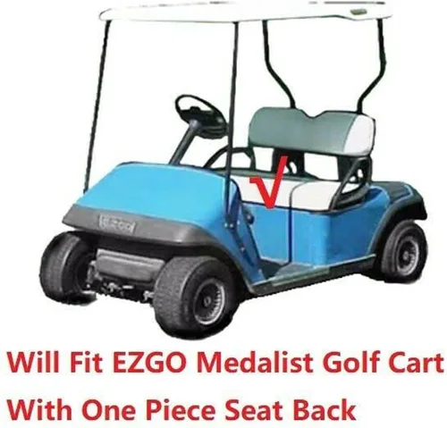Miniatura 4 de Huskey - 4 fundas de asiento delantero/trasero para carrito de golf EZGO Medalist/TXT 94-13, costuras de diamante negro y azul de dos tonos