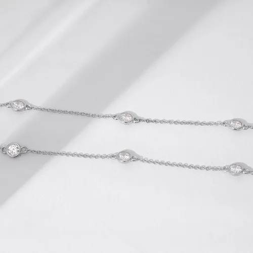 Miniatura 4 de Tienda Collection Platinum or Gold Plated Sterling Silver Station Necklace made with Infinite Elements Zirconia