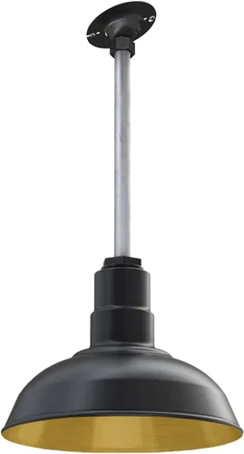 Miniatura 46 de Steel Lighting Co. El Segundo - Lámpara de granero Colgante montado en el techo Domo de 12 pulgadas Vástago de 12 pulgadas Luz de acero